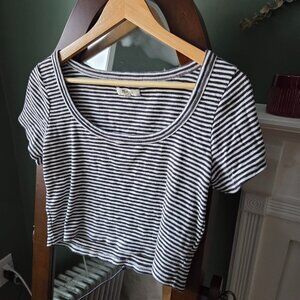 Madewell cropped black and white striped cropped top medium